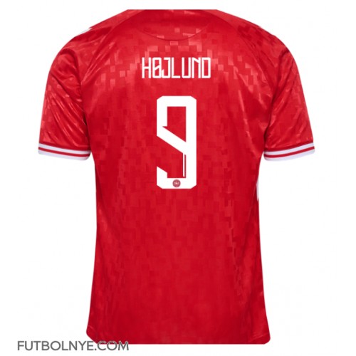 Camiseta Dinamarca Rasmus Hojlund #9 Primera Equipación Eurocopa 2024 manga corta